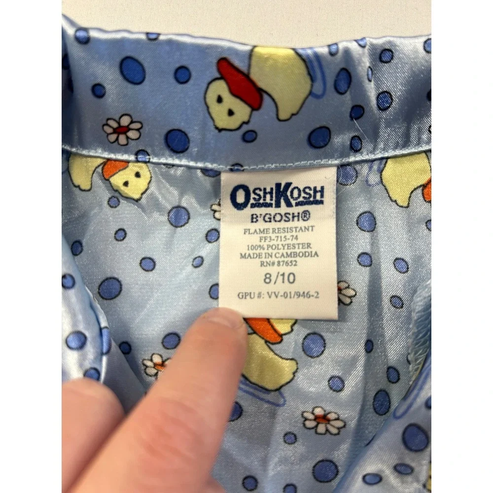 Vintage Y2K OshKosh B'gosh Kids Blue Satin Rubber Duck Pajama Set Size 8/10